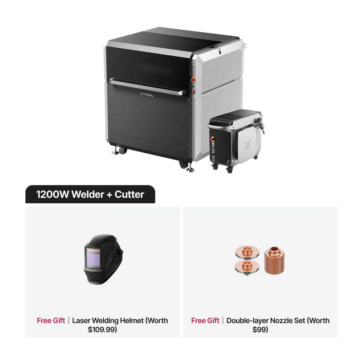 1200W Welder + Cutter with free gifts on a white background