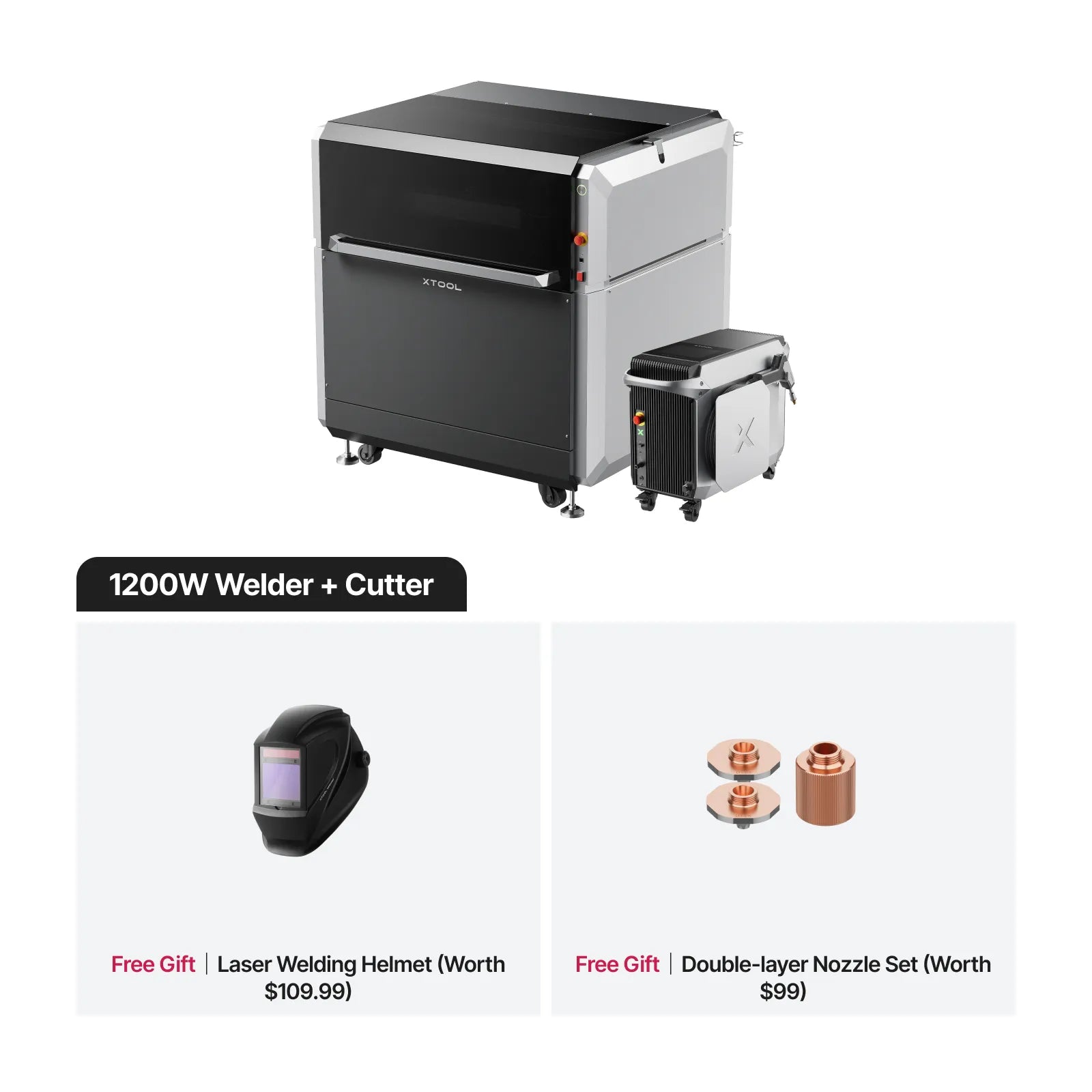1200W Welder + Cutter with free gifts on a white background