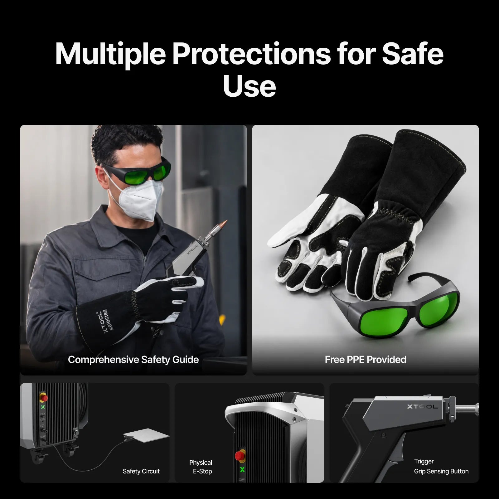Safety items available for laser welding.