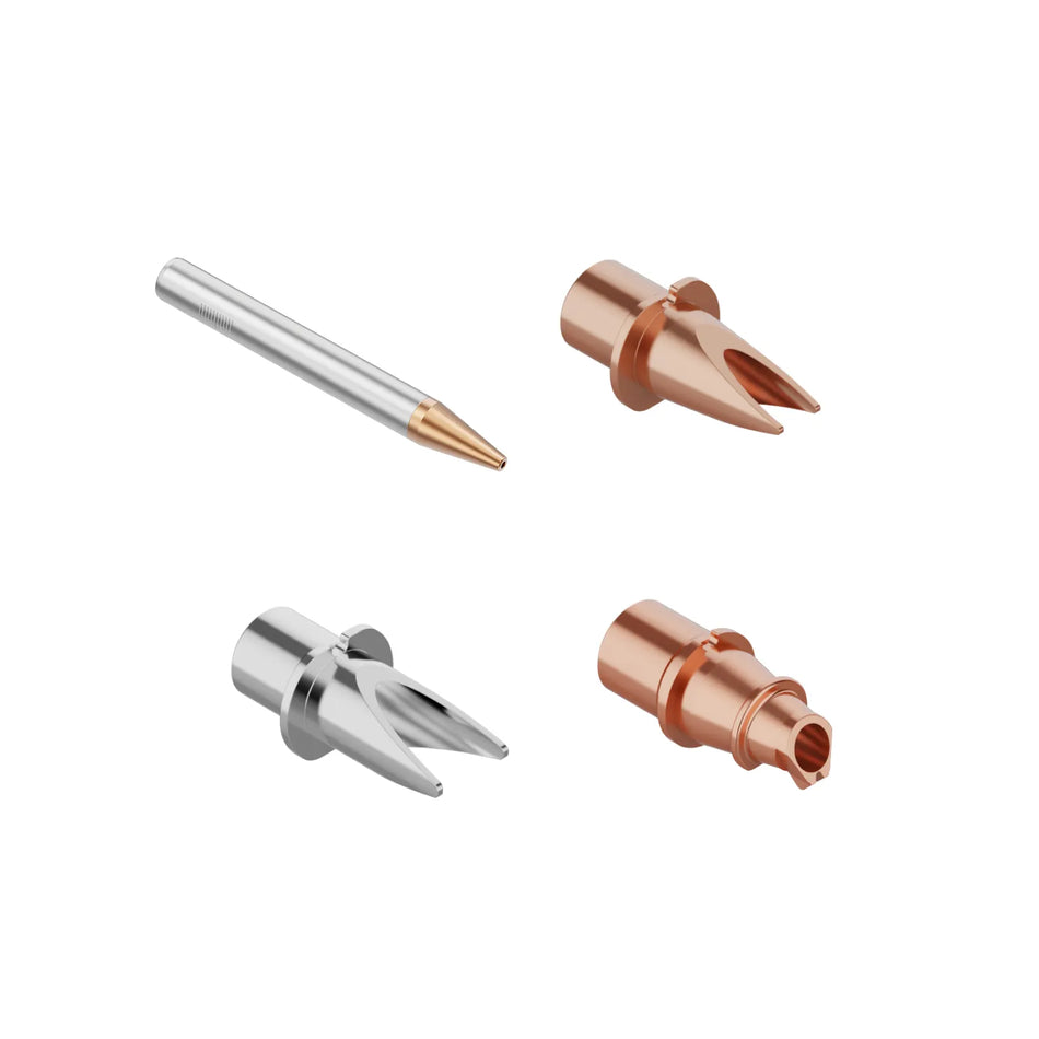 Set of metal nozzles on a white background