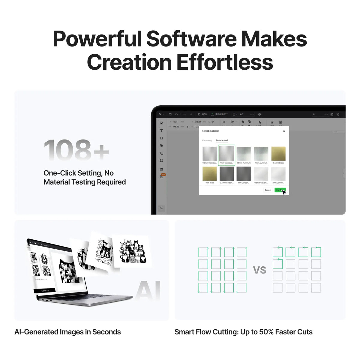 Advertisement for software with a tablet and laptop displaying images, text about features, and icons.